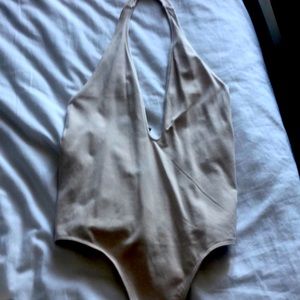 Express size small cream halter body suit